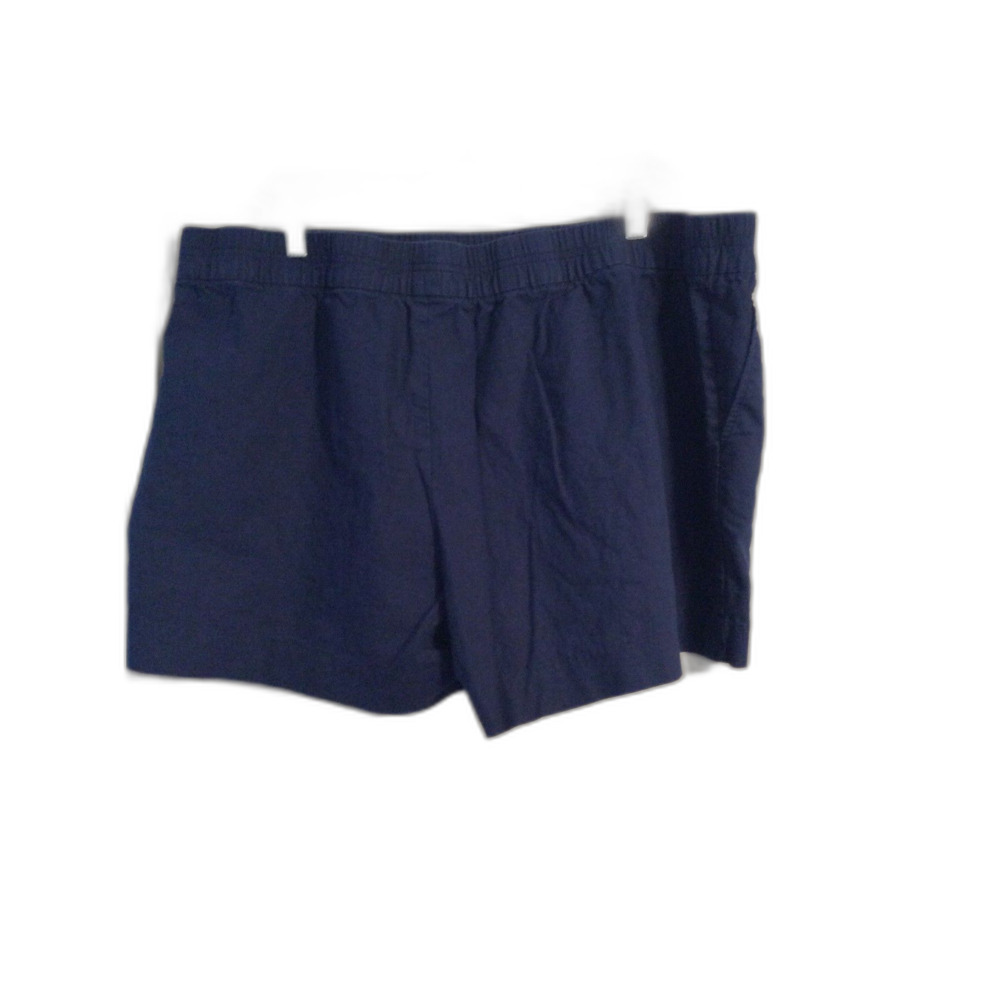 Plus size XXL Navy Blue Linen Blend Womens Pull on Shorts